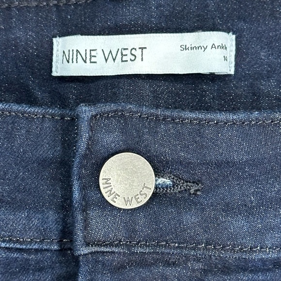 Ladies Nine West 14 Large Crop Ankle Rolled Hem Jeans Skinny Dark Wash Navy Blue - Picture 9 of 10